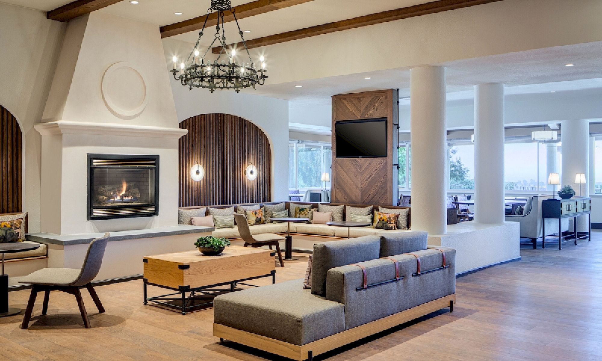 The fireplace lounge at Chaminade Resort & Spa
