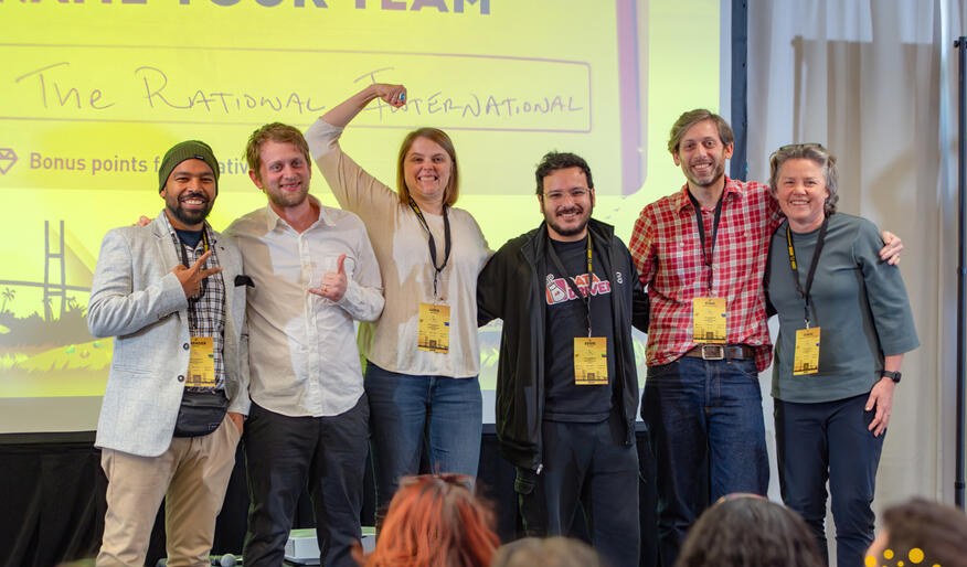 A participant team on stage